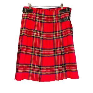 Gentry Choice Red Plaid Kilt Mens 34 Tartan Scottish Viking Buckle Wool Blend